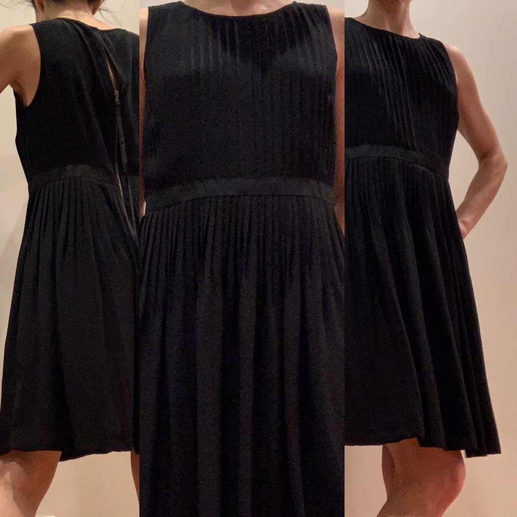 Pleated Lbd W/ Charming Details Ribbon Crystal Zipper Pull Loft 6p
